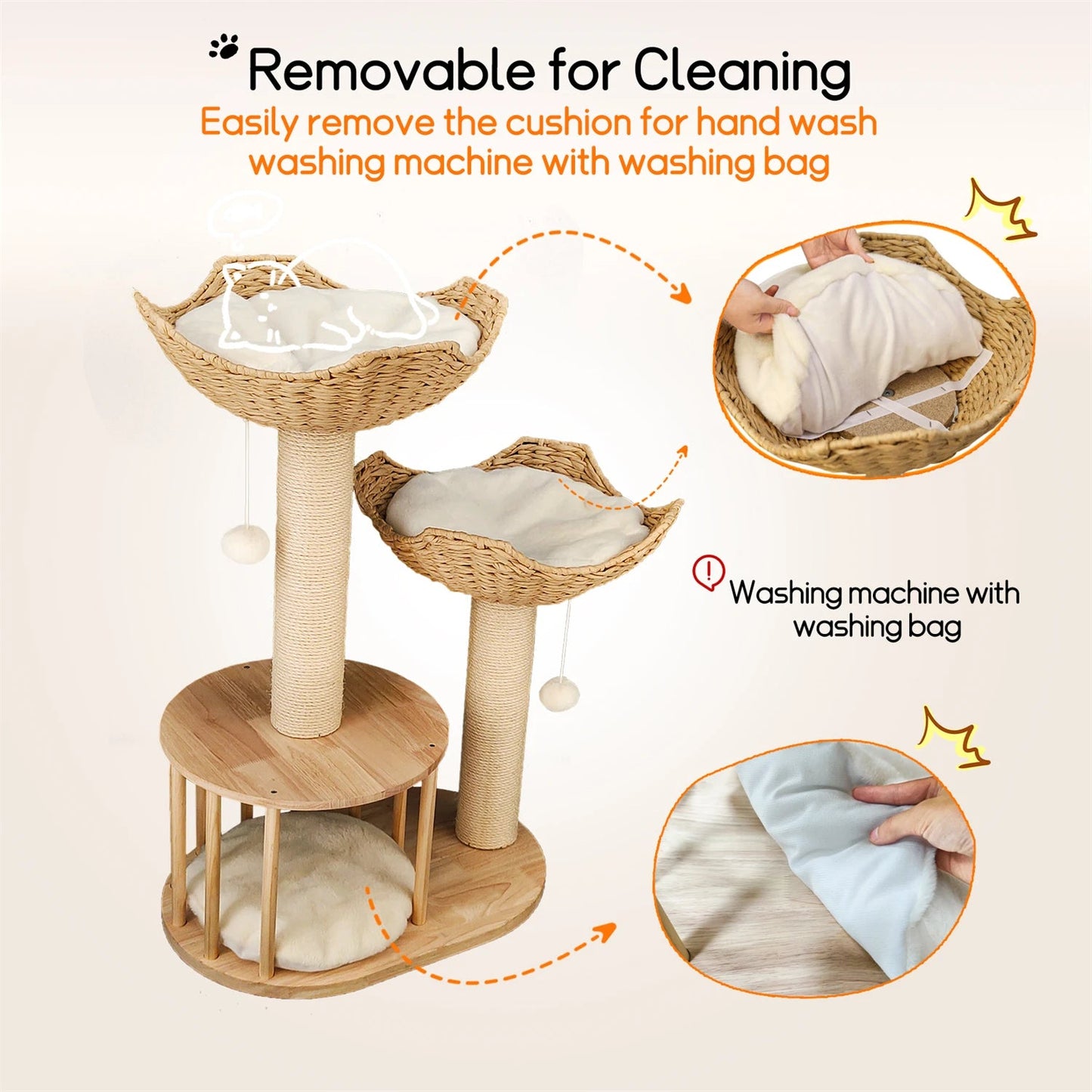 Catvera Multi-Level Natural Sisal Cat Tree - Image 6|||PROMPT|||Original clean product image