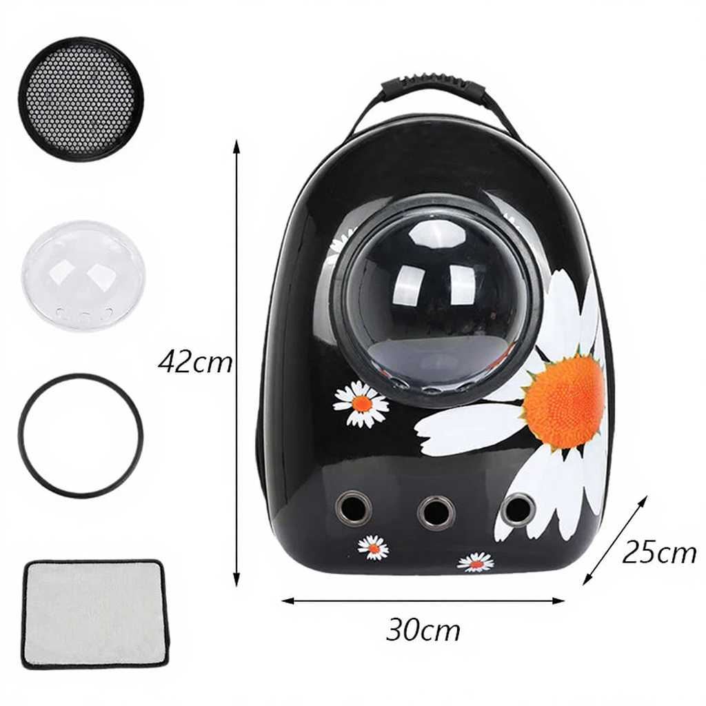 Astronaut Bubble Window Pet Travel Backpack - Image 14|||PROMPT|||Cleaned image. Original analysis: Found 1 brand name printed on the product backpack itself