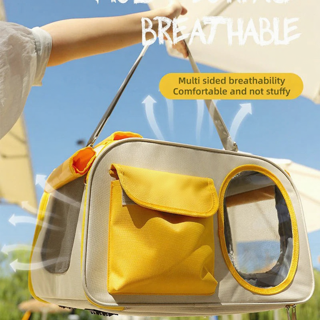 Breathable Capsule Pet Carrier Backpack - Image 2|||PROMPT|||Cleaned image. Original analysis: found 1 brand name printed directly on the product carrier and 1 brand name in text overlay