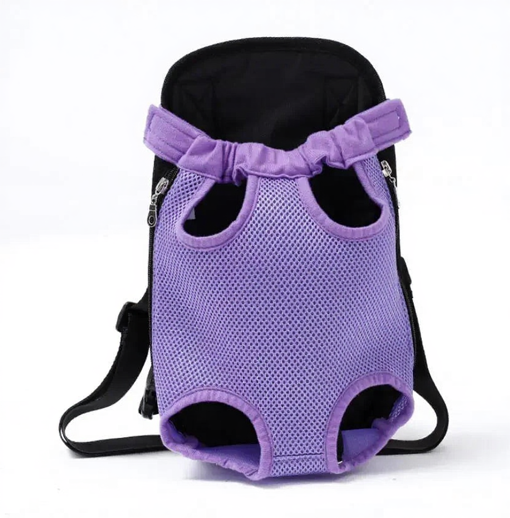 Breathable Pet Carrier Backpack with Mesh Windows - Image 18|||PROMPT|||Cleaned image. Original analysis: Found small brand logos/zippers with company markings on the black straps/handles of the pet backpack carrier