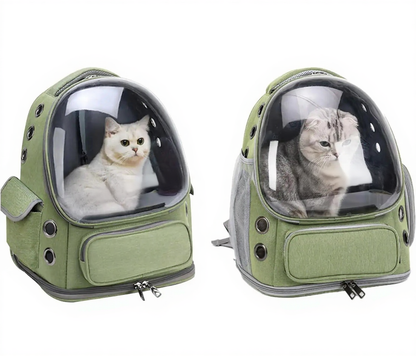 Bubble Window Pet Carrier Backpack - Image 2|||PROMPT|||Cleaned image. Original analysis: Found 1 brand name watermark on the improved version backpack
