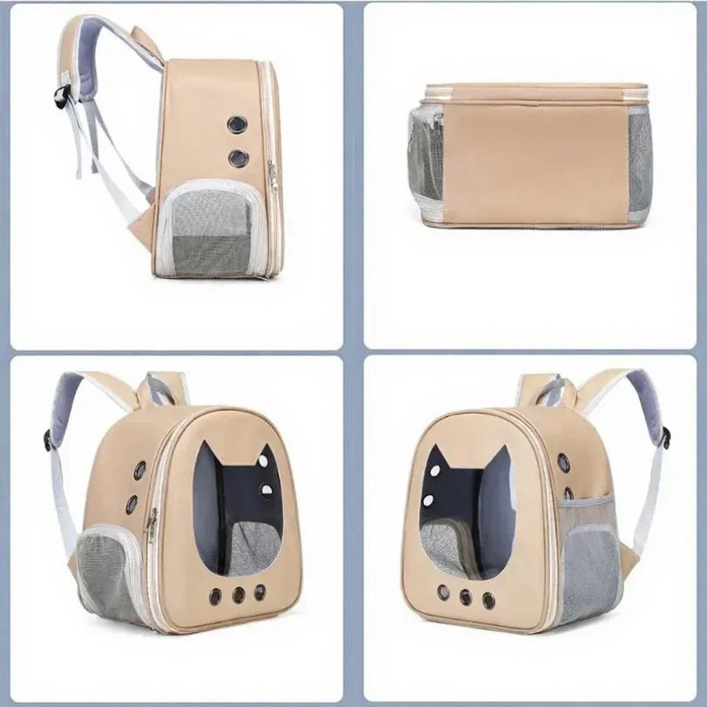 Bubble Window Pet Travel Backpack - Image 6|||PROMPT|||Cleaned image. Original analysis: Found watermark text overlays at the bottom of each product image panel