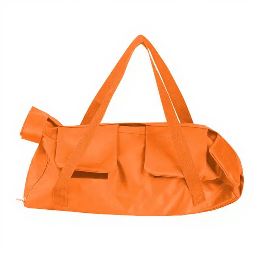 Cat Grooming Restraint Bag for Vet Visits - Image 9|||PROMPT|||Cleaned image. Original analysis: Found 1 circular logo/emblem on the front of the orange bag