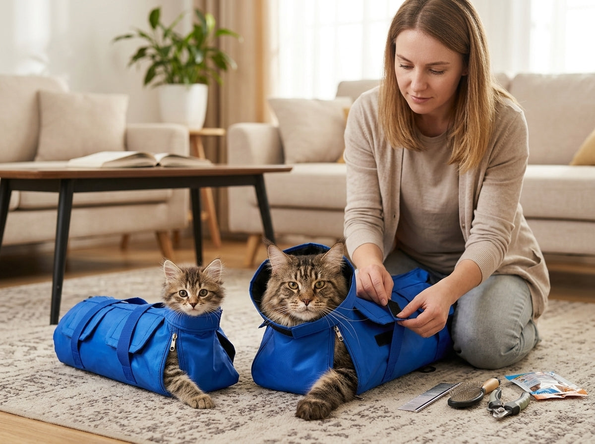 Cat Grooming Restraint Bag for Vet Visits - Perfect Fit Keeps Every Cat Comfortable
