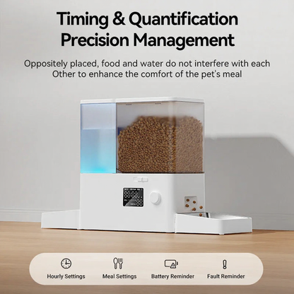 Catvera 2-in-1 Automatic Pet Feeder - Image 4|||PROMPT|||Cleaned image. Original analysis: found 1 brand name printed on the product and 1 watermark in the image