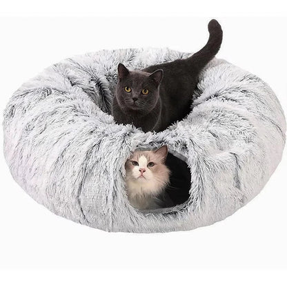 Catvera 2-in-1 Plush Tunnel Bed - Image 1|||PROMPT|||Original clean product image