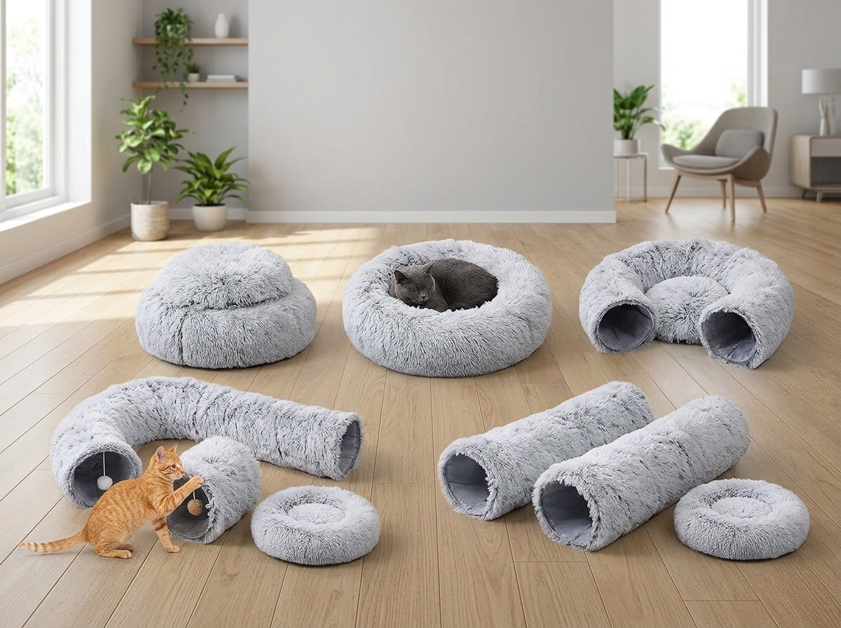 Catvera 2-in-1 Plush Tunnel Bed - Versatile Configuration Options
