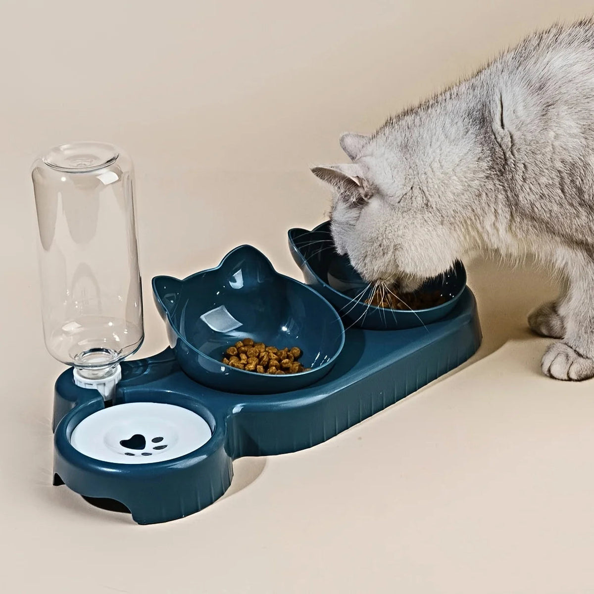 Catvera 3-in-1 Tilted Cat Bowl Set - Image 2|||PROMPT|||Original clean product image