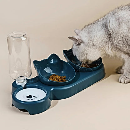 Catvera 3-in-1 Tilted Cat Bowl Set - Image 2|||PROMPT|||Original clean product image