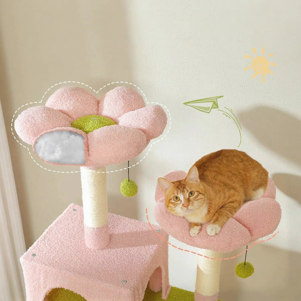 Catvera 72-Inch Multi-Level Cat Tree - Image 4|||PROMPT|||Cleaned image. Original analysis: Found product title and descriptive text overlays at the top of the image