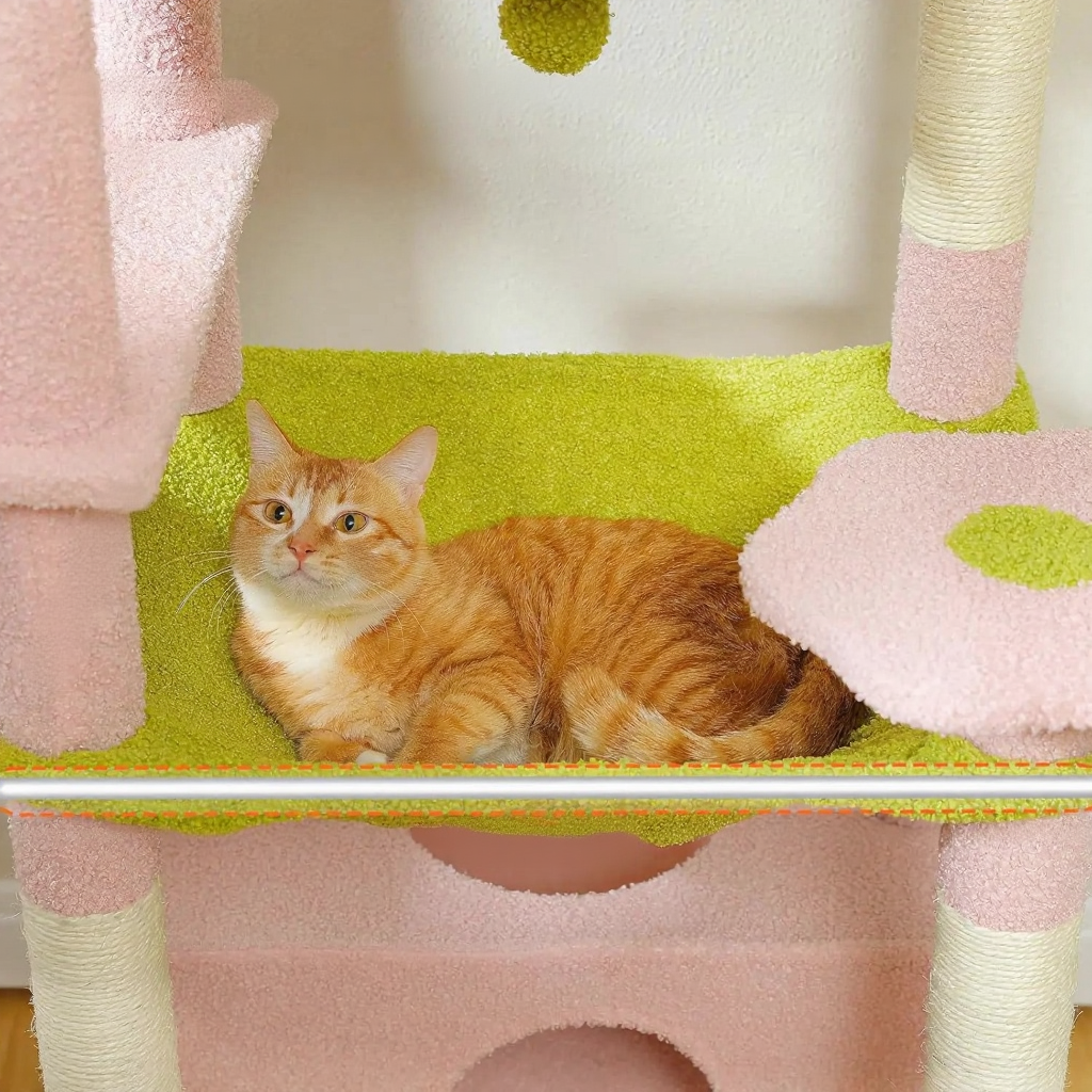 Catvera 72-Inch Multi-Level Cat Tree - Image 5|||PROMPT|||Cleaned image. Original analysis: Found promotional text overlay and product information labels that are part of the product marketing presentation