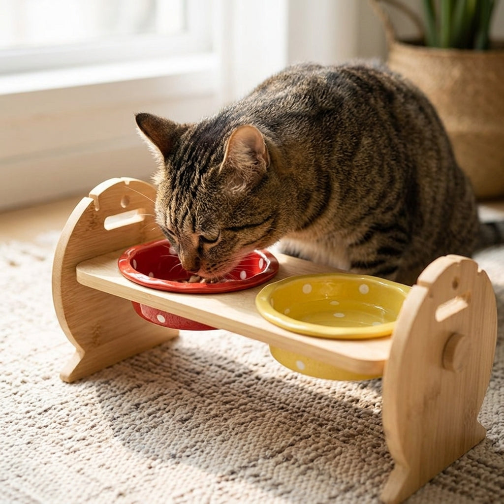 Catvera Adjustable Height Cat Feeder - Ergonomic Health Benefits