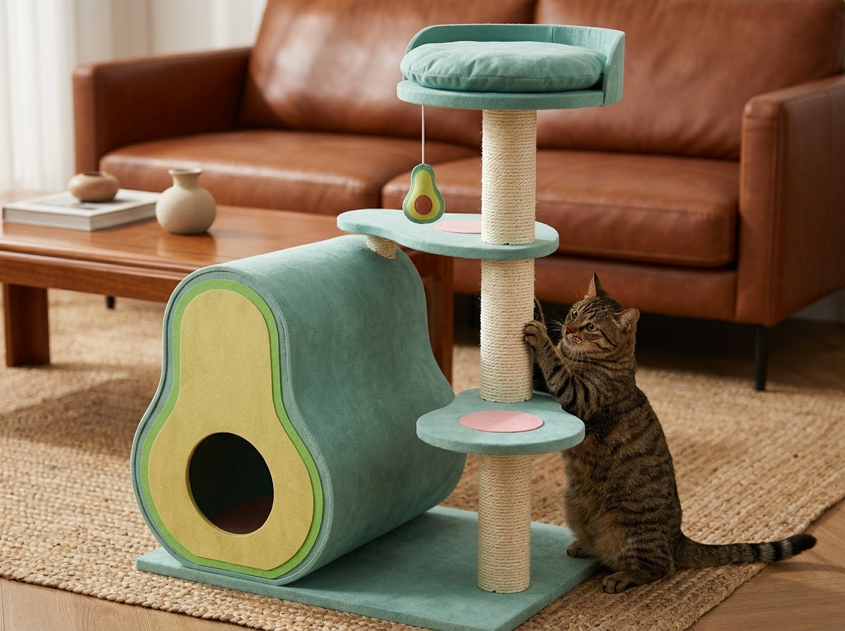 Catvera Avocado Cat Tree Tower - Saves Your Furniture from Destruction