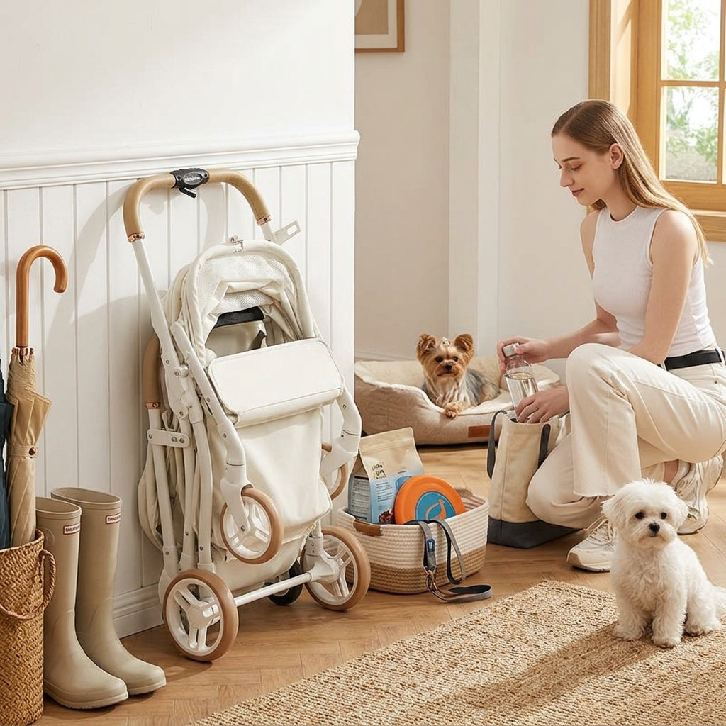 Catvera Bow Pet Stroller Carrier - Convenient Storage Solution