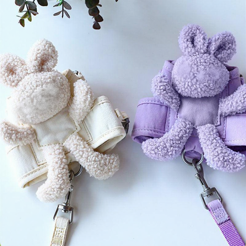 Catvera Bunny Escape Proof Cat Harness - Image 15|||PROMPT|||Cleaned image. Original analysis: Found 1 brand logo/emblem on the purple bunny backpack - a small branded emblem visible on the chest area of the product