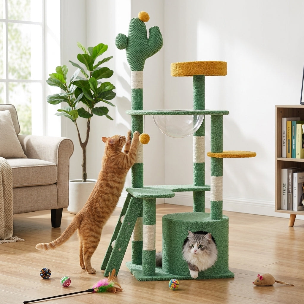 Catvera Cactus Cat Tower Tree - Multi-Level Activity Center