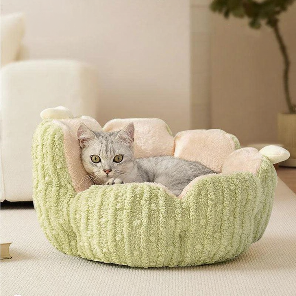 Catvera Cactus Fluffy Warm Cat Bed - Image 7|||PROMPT|||Cleaned image. Original analysis: found 1 watermark text overlay 'MEWCATS' in the top left corner