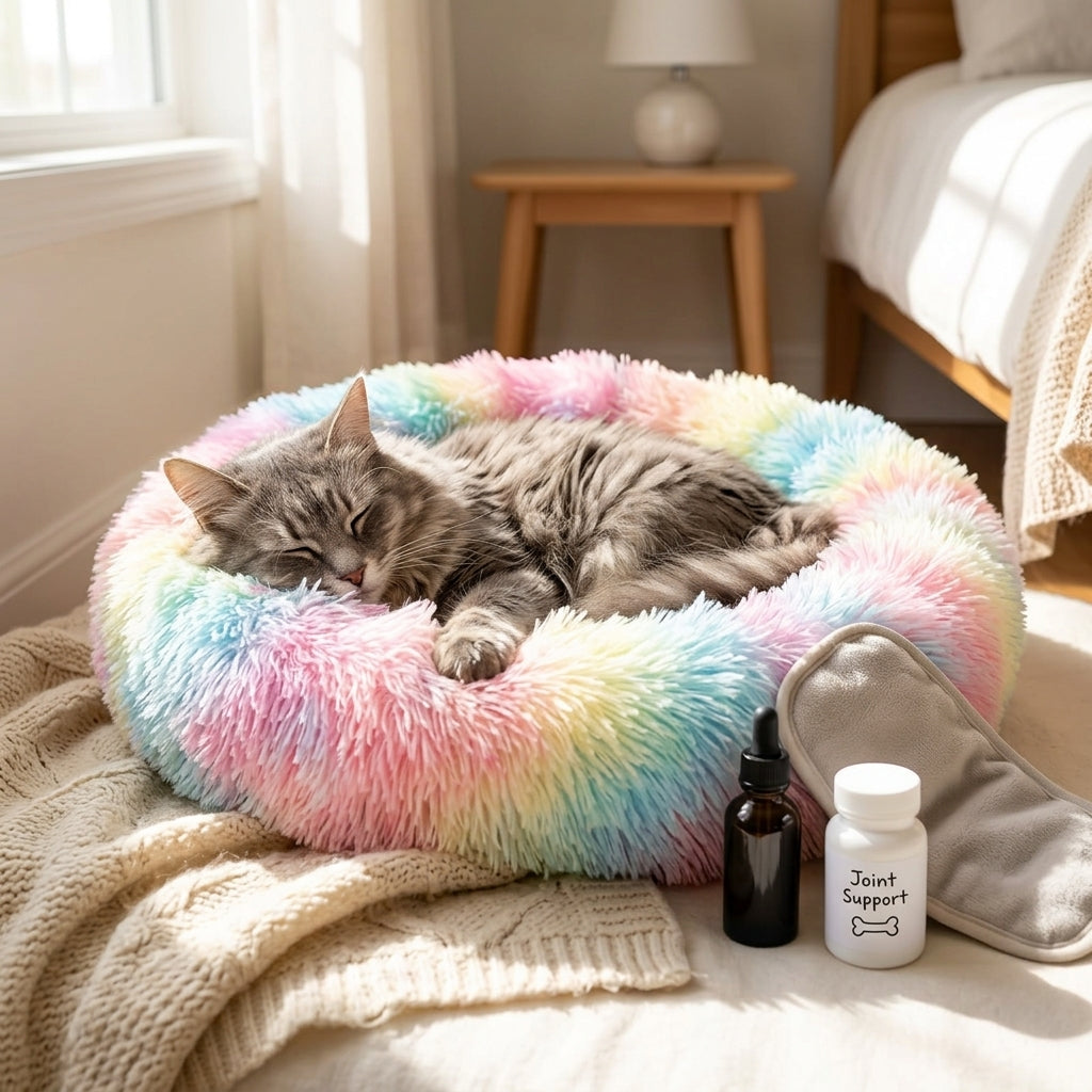 Catvera Calming Donut Cat Bed - Therapeutic Sleep Benefits