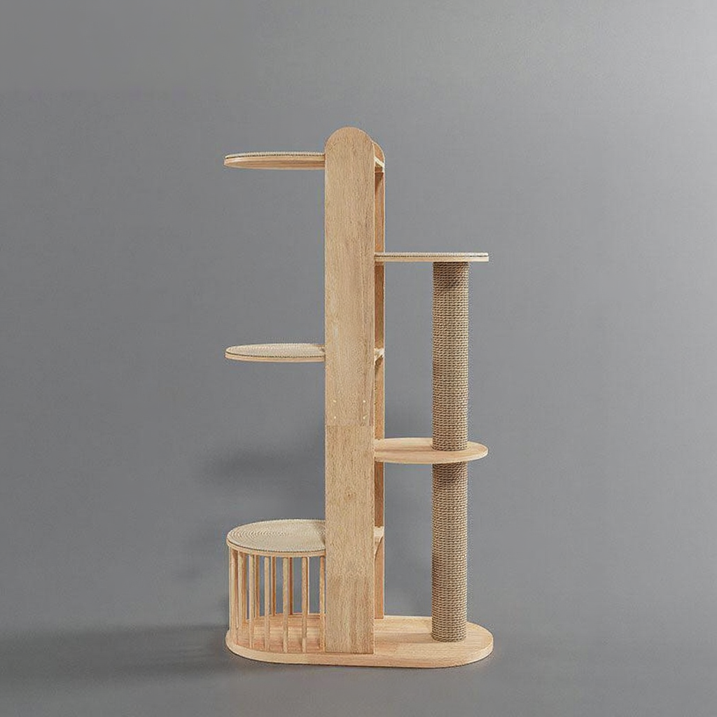 Catvera Capsule Wood Cat Tree - Image 2|||PROMPT|||Original clean product image