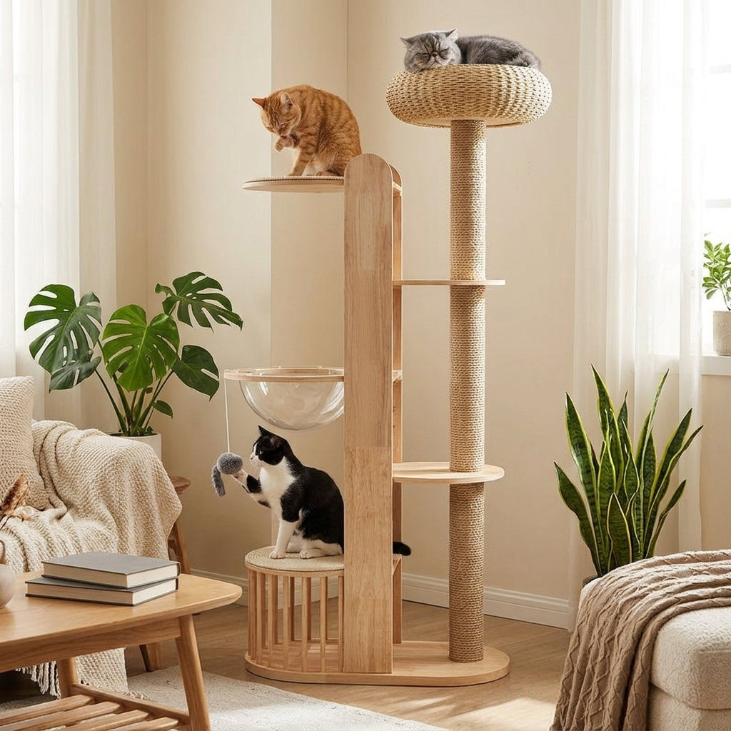 Catvera Capsule Wood Cat Tree - Section 1