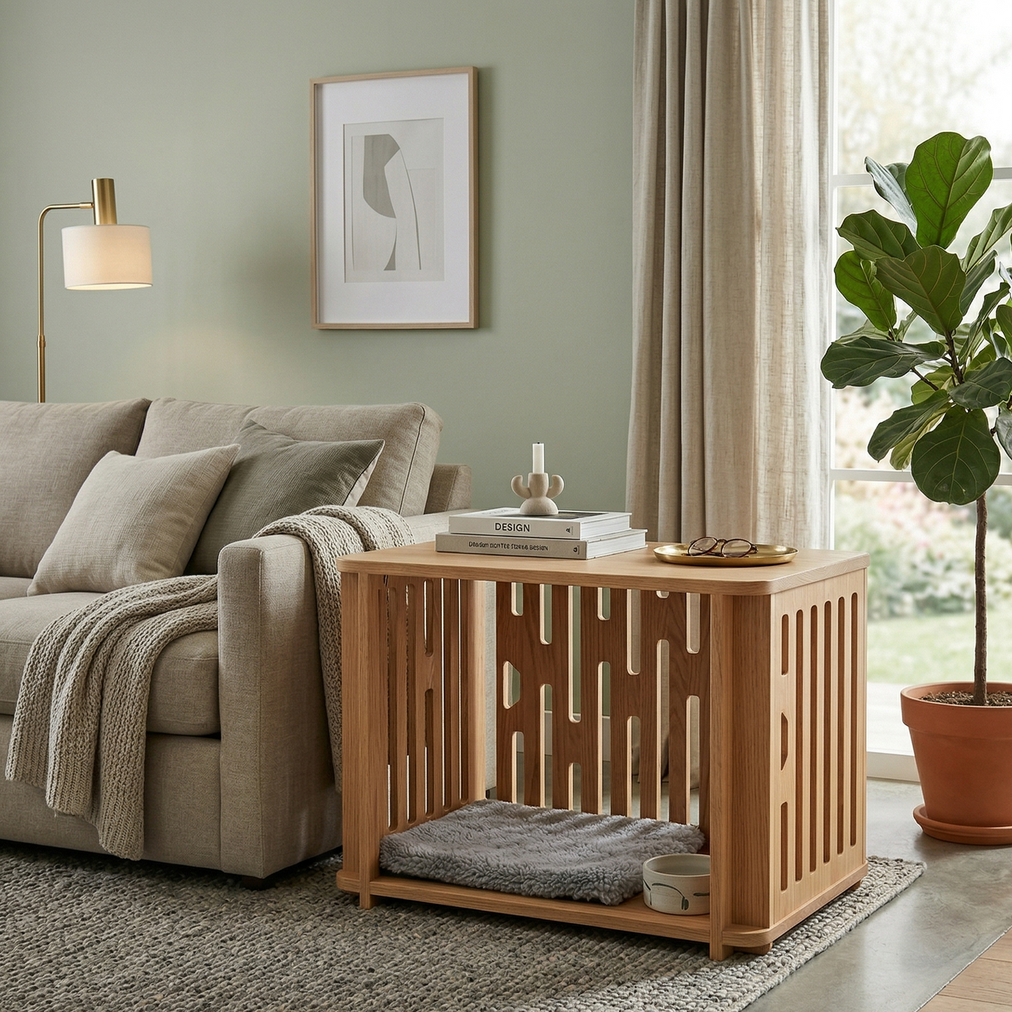 Catvera Designer Wooden Dog Crate - Image 2 (Original)