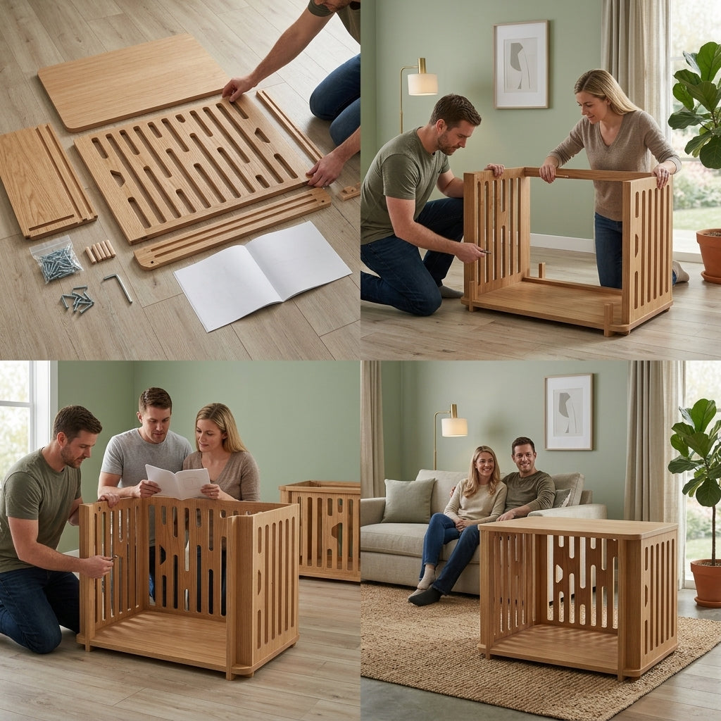 Catvera Designer Wooden Dog Crate - Easy Setup & Maintenance