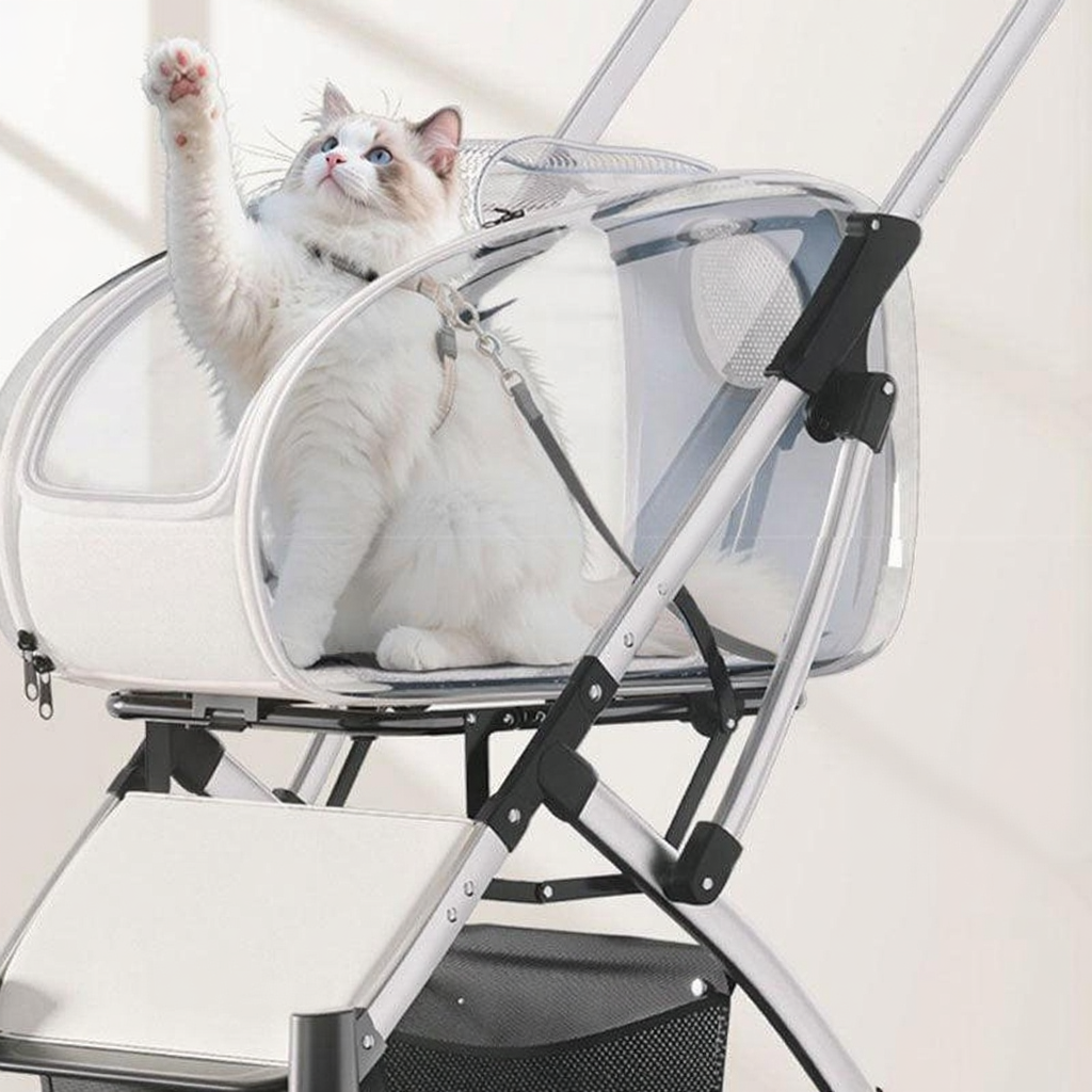 Catvera Detachable Cat Stroller Pet Carrier - Image 15|||PROMPT|||Cleaned image. Original analysis: found brand name 'BOSIMAO' printed on the pet stroller frame in two locations