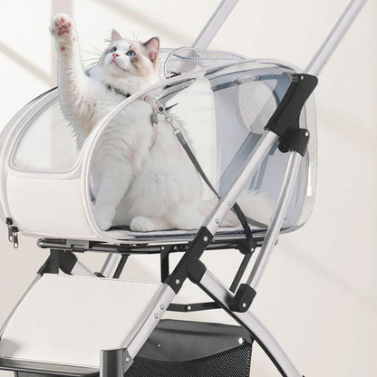 Catvera Detachable Cat Stroller Pet Carrier - Image 15|||PROMPT|||Cleaned image. Original analysis: found brand name 'BOSIMAO' printed on the pet stroller frame in two locations
