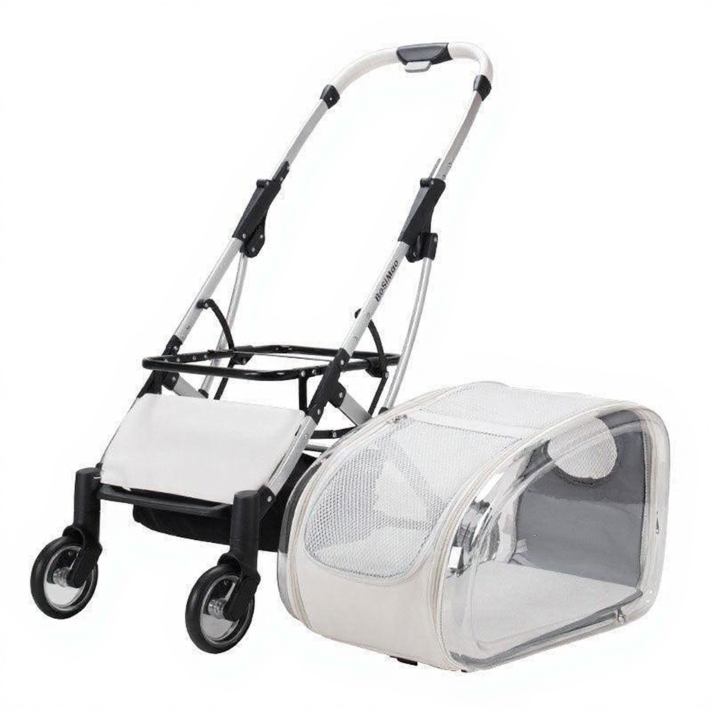 Catvera Detachable Cat Stroller Pet Carrier - Image 18|||PROMPT|||Cleaned image. Original analysis: found 1 brand name printed on the stroller frame