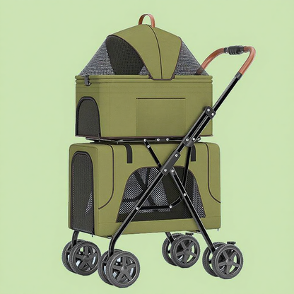 Catvera Detachable Double Cat Stroller Carrier - Image 3|||PROMPT|||Cleaned image. Original analysis: Found 1 brand name printed directly on the product: 'Bello' text on the top carrier/canopy