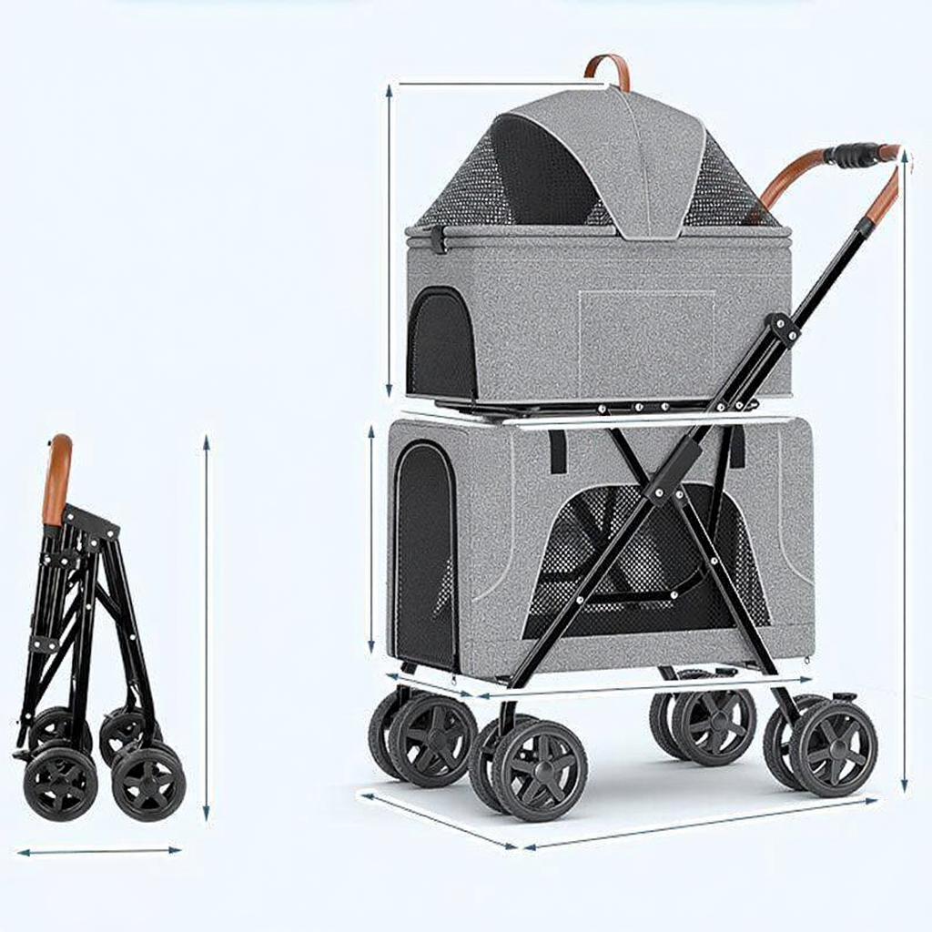 Catvera Detachable Double Cat Stroller Carrier - Image 7|||PROMPT|||Cleaned image. Original analysis: found 1 brand name printed directly on the product - 'Bello' text on the canopy/hood of the stroller