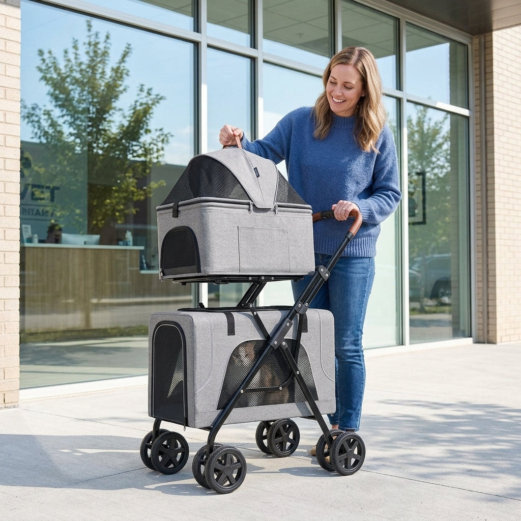 Catvera Detachable Double Cat Stroller Carrier - Versatile Detachable System