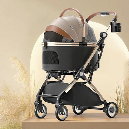 Catvera Detachable Rolling Pet Stroller - Image 6|||PROMPT|||Cleaned image. Original analysis: found 1 brand name printed vertically on the stroller carrier