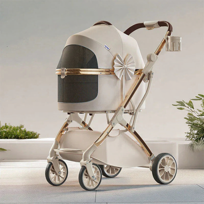 Catvera Detachable Rolling Pet Stroller - Image 8|||PROMPT|||Cleaned image. Original analysis: found brand name 'Bello' printed on the stroller frame in multiple locations