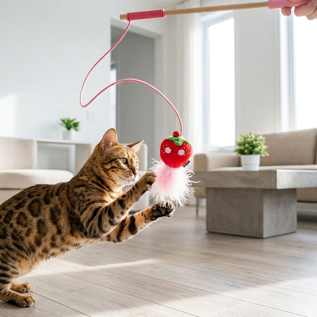 Catvera Elastic Feather Bell Catnip Wand - Interactive Elastic Design