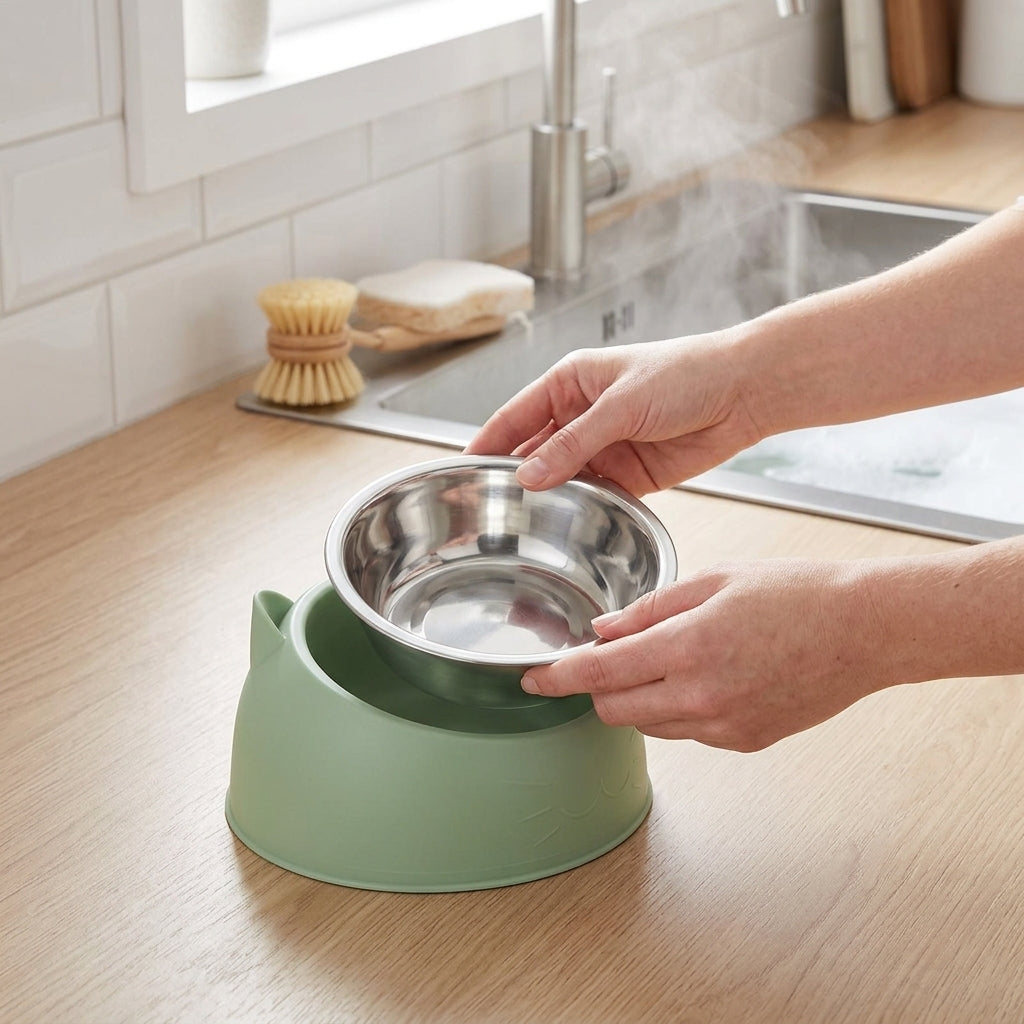 Catvera Elevated Cat Feeding Bowl - Hygienic Stainless Steel Design