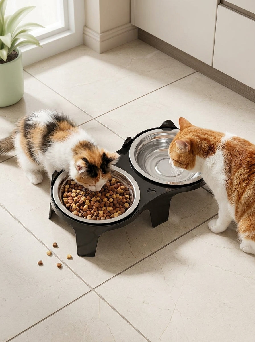 Catvera Elevated Double Bowl Feeder - Convenient Dual-Bowl System