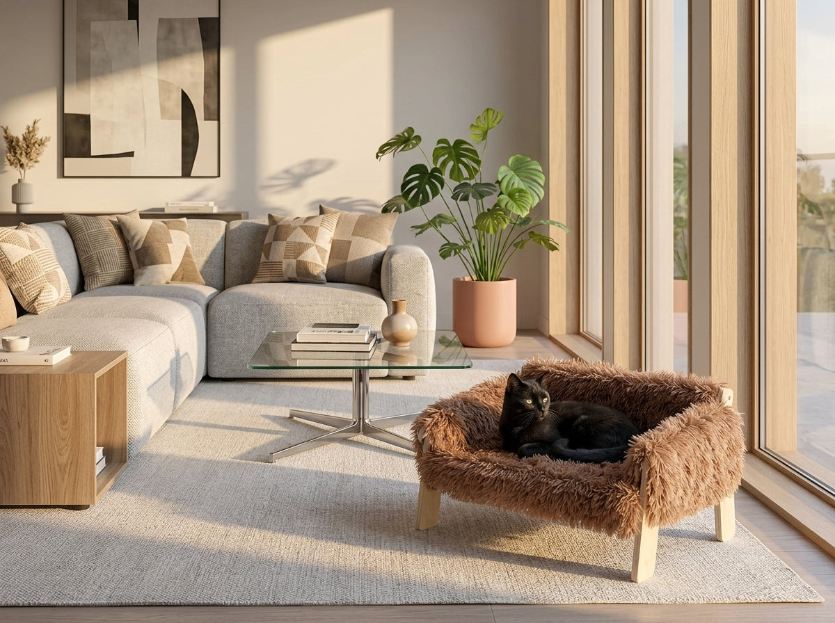 Catvera Elevated Plush Cat Bed - Versatile Home Integration
