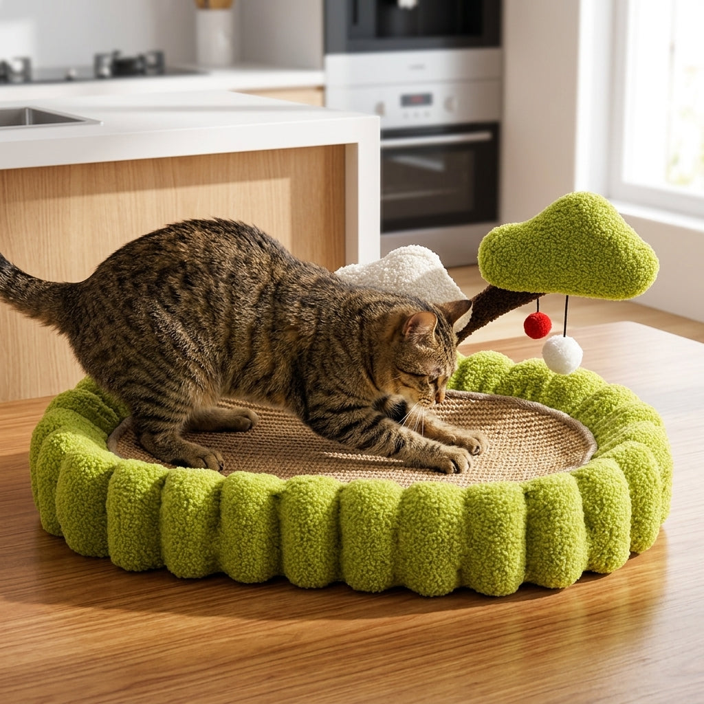 Catvera Elliptical Cat Scratching Bed - Safety & Stability Design