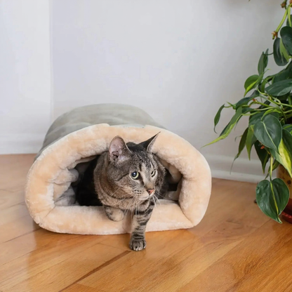Catvera Enclosed Cat Sleeping Cave Bed - Image 1|||PROMPT|||Cleaned image. Original analysis: found 1 watermark - 'HOMEFISH' logo in top left corner