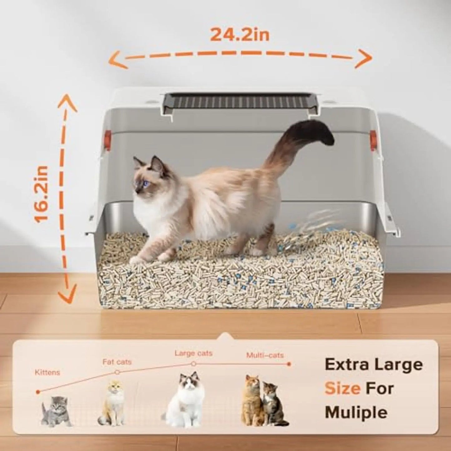 Catvera Enclosed Steel Litter Box - Image 5|||PROMPT|||Original clean product image