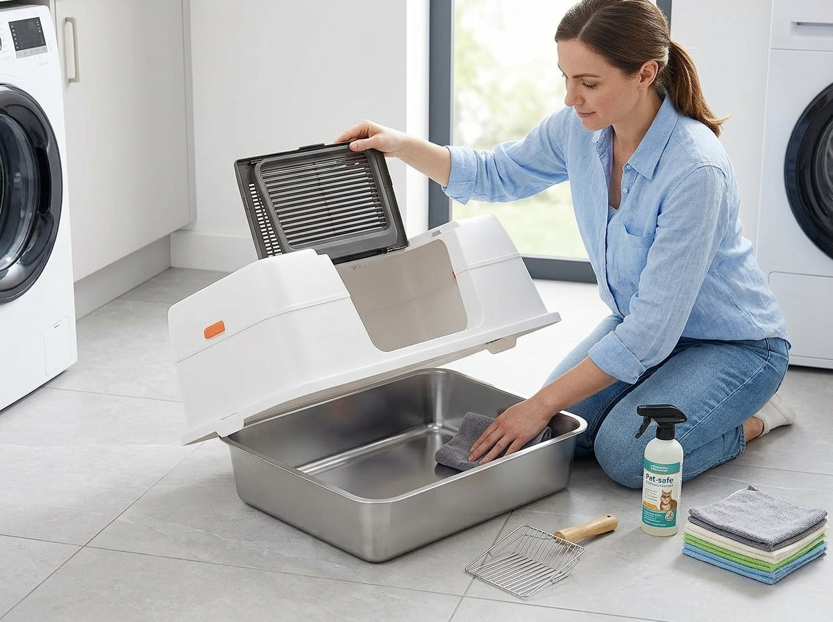 Catvera Enclosed Steel Litter Box - Effortless Cleaning & Maintenance