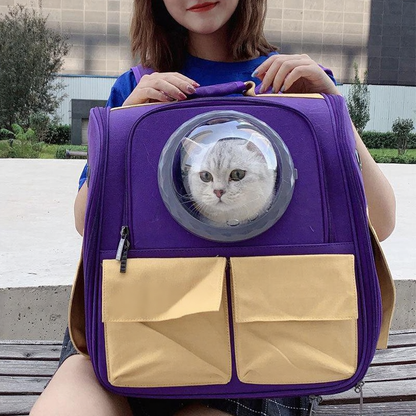 Catvera Expandable Canvas Cat Carrier Backpack - Image 2|||PROMPT|||Cleaned image. Original analysis: Found 1 brand name printed on the pet carrier backpack