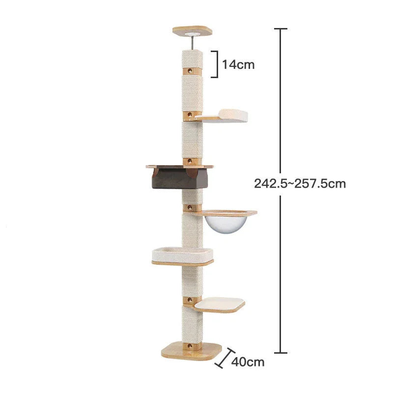 Catvera Floor Ceiling Cat Tree - Image 5|||PROMPT|||Original clean product image