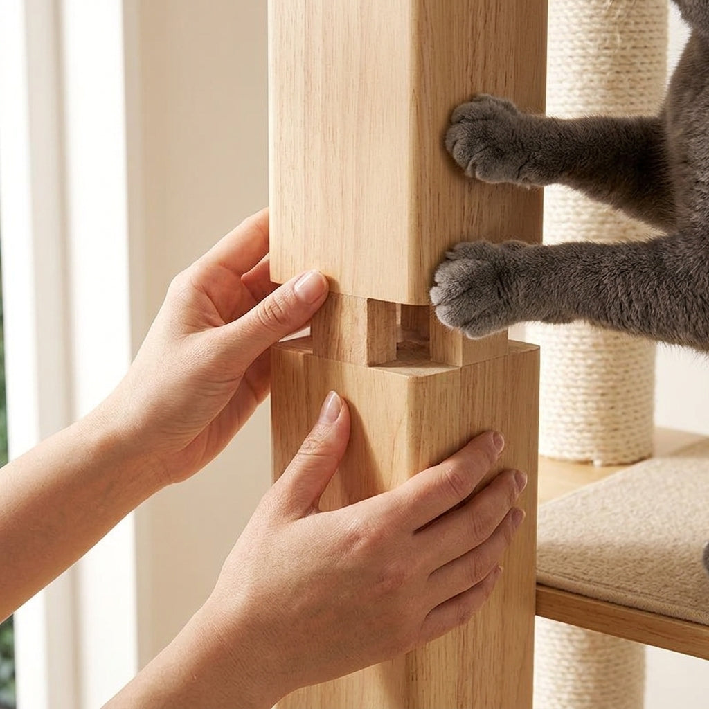 Catvera Floor Ceiling Cat Tree - Premium Solid Wood Construction