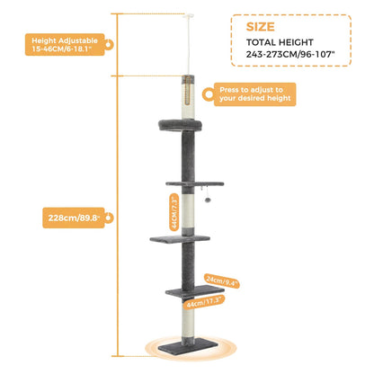 Catvera Floor to Ceiling Cat Tree - Image 11|||PROMPT|||Original clean product image
