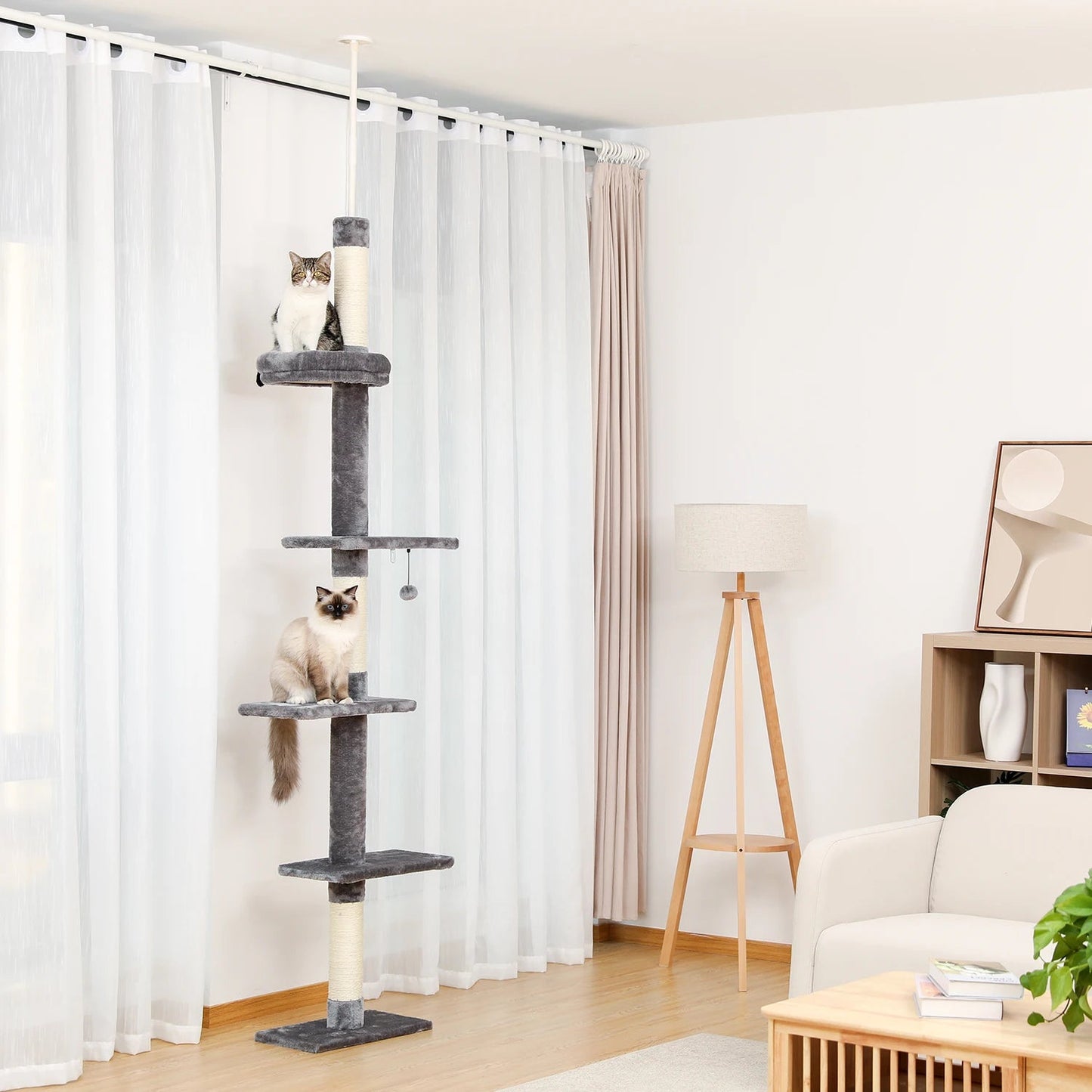 Catvera Floor to Ceiling Cat Tree - Image 4|||PROMPT|||Original clean product image