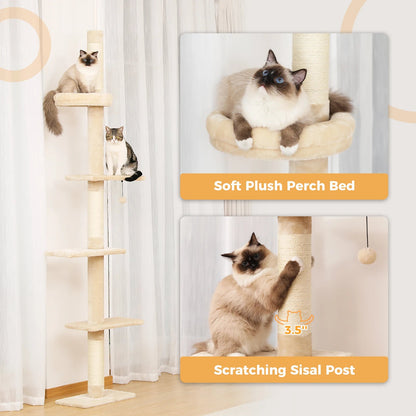 Catvera Floor to Ceiling Cat Tree - Image 5|||PROMPT|||Original clean product image