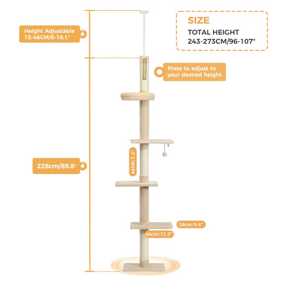 Catvera Floor to Ceiling Cat Tree - Image 8|||PROMPT|||Original clean product image