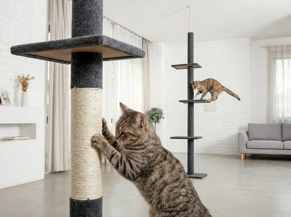 Catvera Floor to Ceiling Cat Tree - Built to Handle Your Most Energetic Climbers